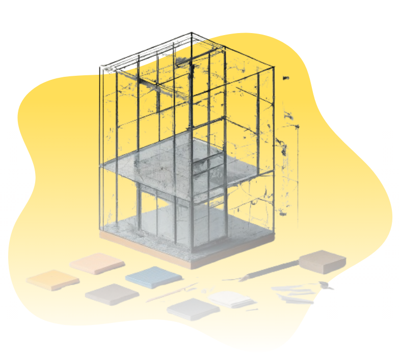 Big red movable factory in night time.